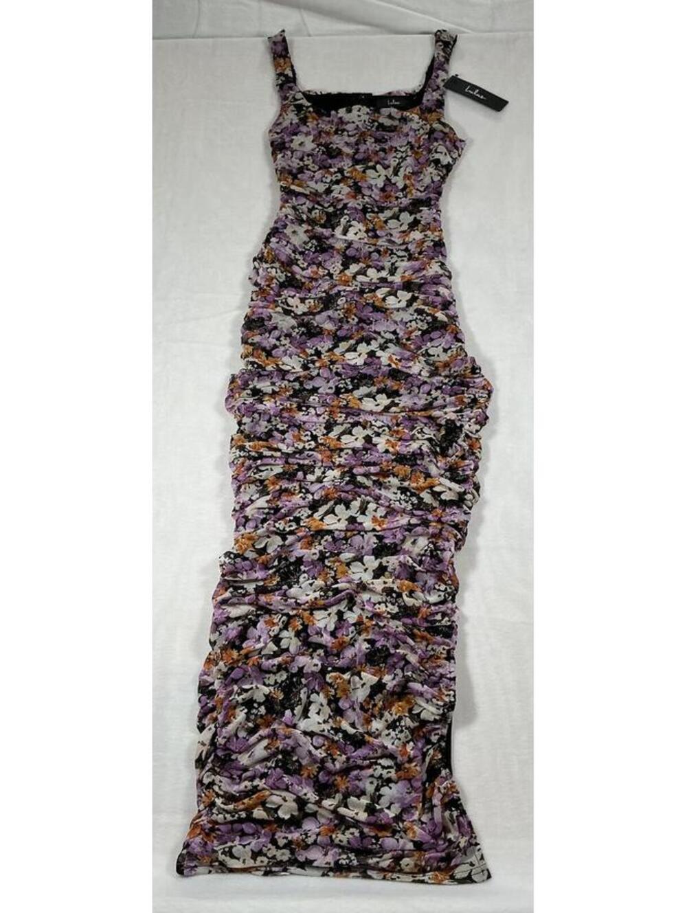 Lulus Floral Ruched Midi Dress Size S New With Tags - Picture 2 of 9